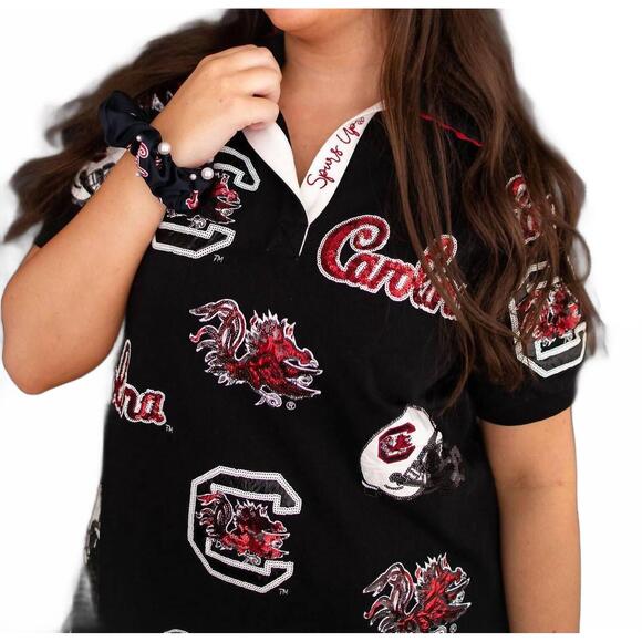 NEW BRIANNA CANNON south carolina logo patch dress in black - Picture 4 of 5